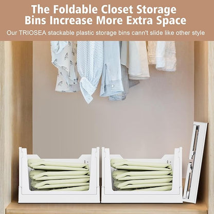 Stackable Storage Bins, Folding Collapsible Closet Organizers and Storage Bins - Image 4