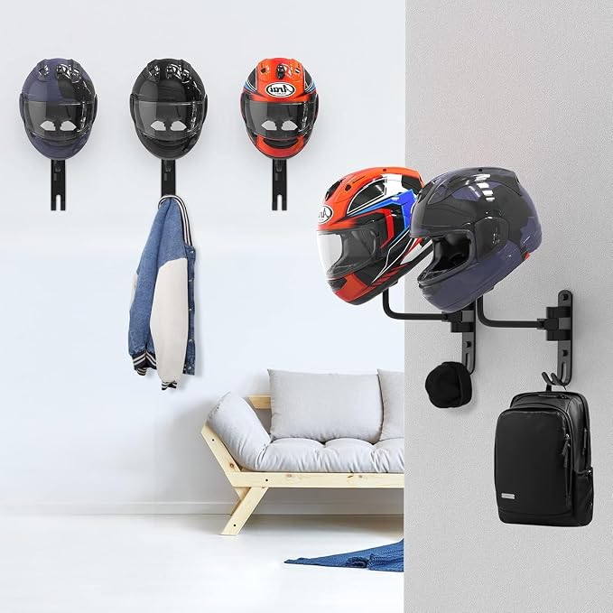 Helmet Hanger Wall Mount 180° Swivel Helmet Holder - Image 6