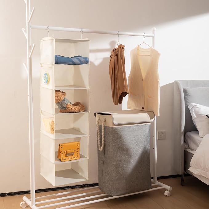 BrilliantJo 6 Shelves Hanging Closet Organizer, 2 Pack Hanging Storage - Image 2