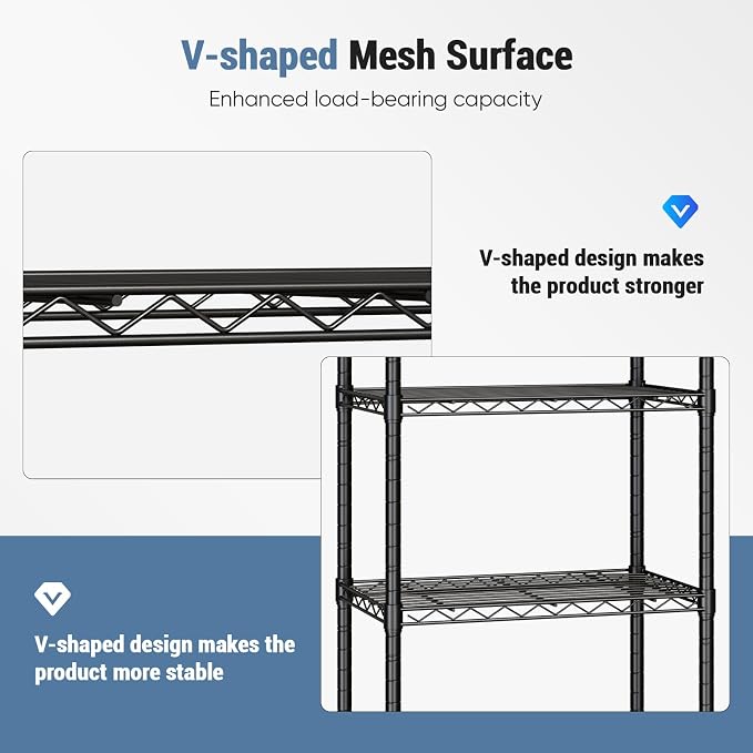 DUMOS 3-Tier Metal Storage Shelves, Adjustable Shelving Unit, Standing Closet - Image 6