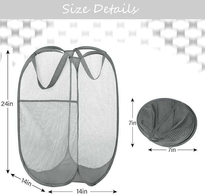 BATTOO Deluxe Strong Mesh Pop up Laundry Hamper Basket - Image 4