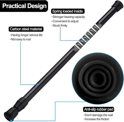 SIQUK 6 Pack Cupboard Bars Adjustable Spring Tension Rods Black Refrigerator - Image 2