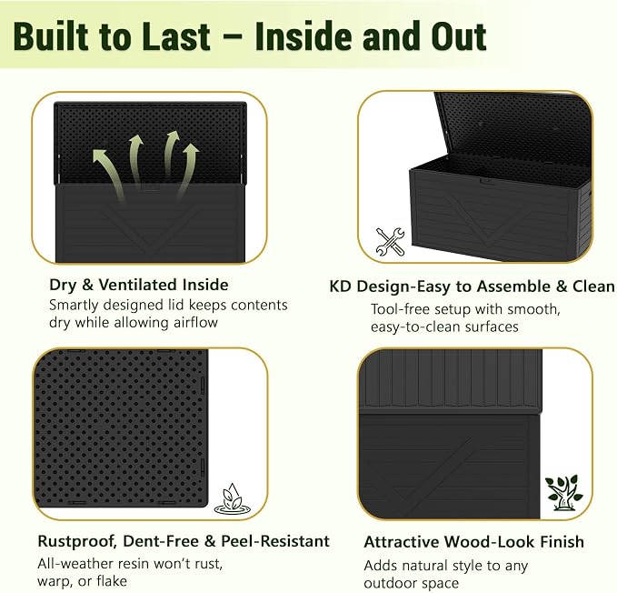 Outdoor Storage Box, Lockable Patio Cushions, Garden Tools Storage - Image 3
