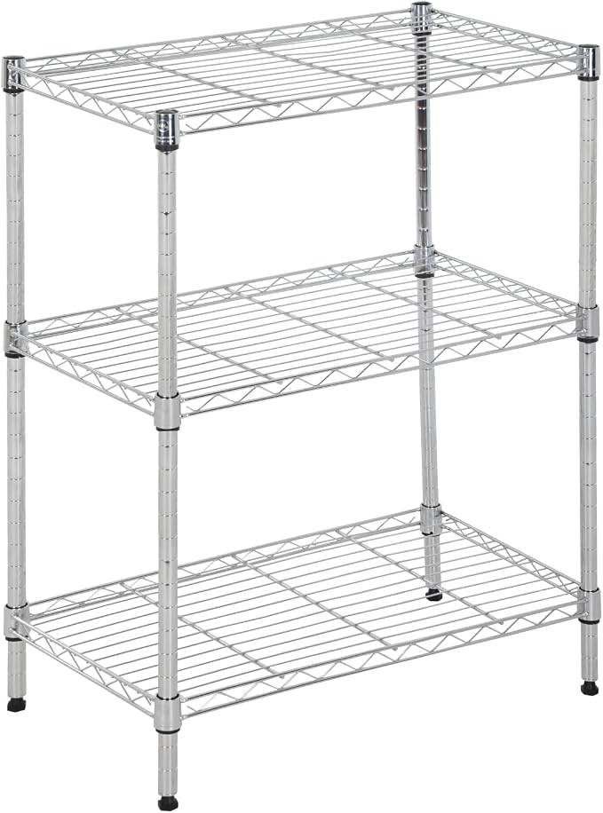 PayLessHere | 3-Tier Wire Shelf | 23"x13"x30" | Chrome | Adjustable Racks | by BestOffice