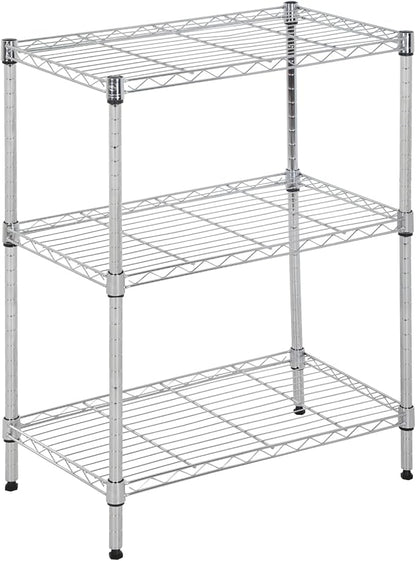 PayLessHere | 3-Tier Wire Shelf | 23"x13"x30" | Chrome | Adjustable Racks | by BestOffice