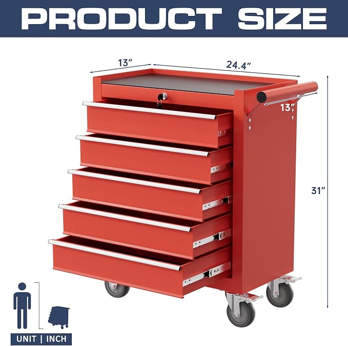 5-Drawer Tool Chest, Rolling Tool Cart - Image 3