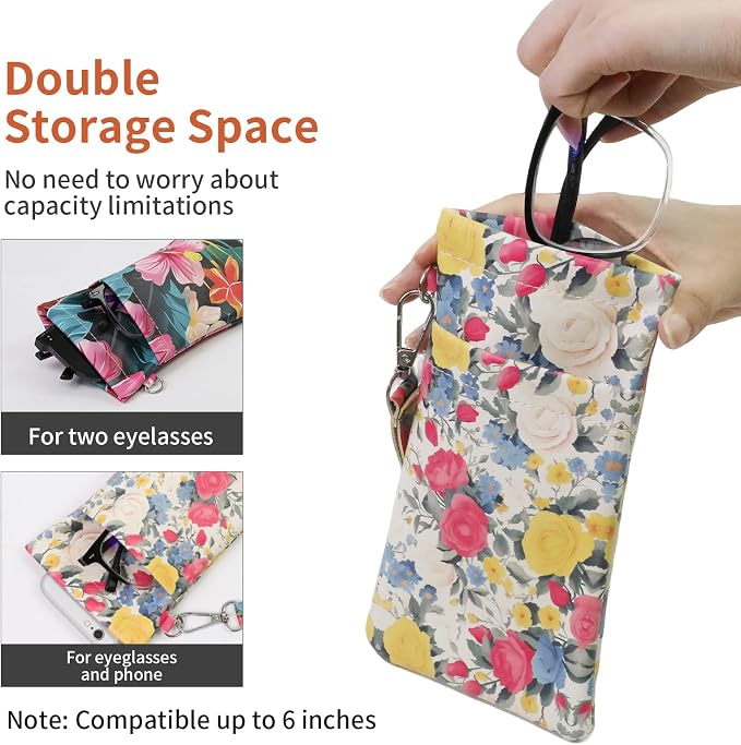 Double Eyeglass Case Soft Dual Glasses Case - Image 6