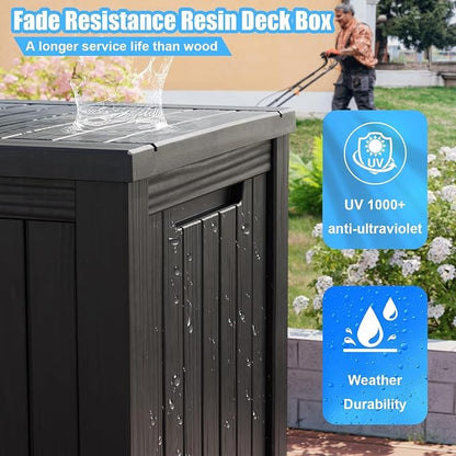200 Gallon Resin Deck Box, Waterproof Outdoor Storage Box - Image 4