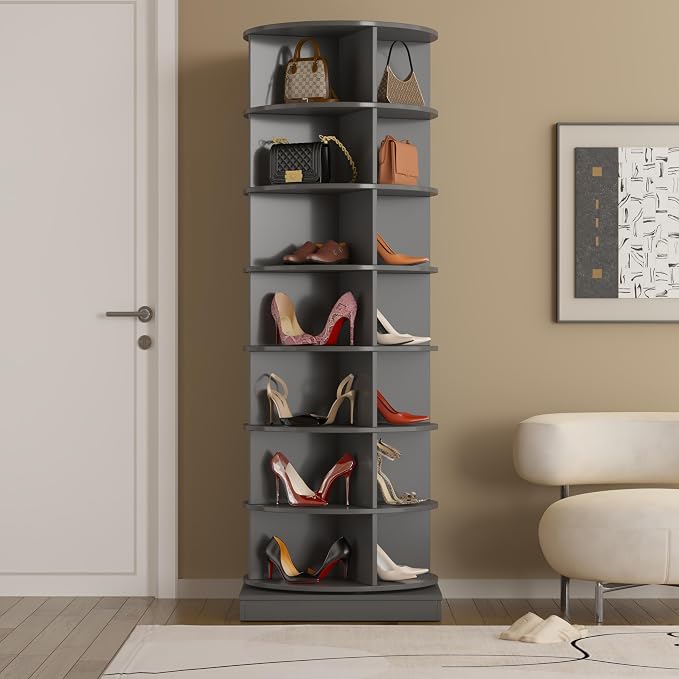 7-Tier Rotating Shoe Rack 360° Revolving Shoe Storage Organizer Free Standing - Image 4