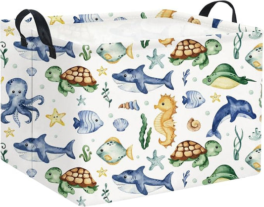 Rectangular Ocean Basket Kids Baby Storage Basket Cute Storage Bin Organizer by TIBAOLOVER