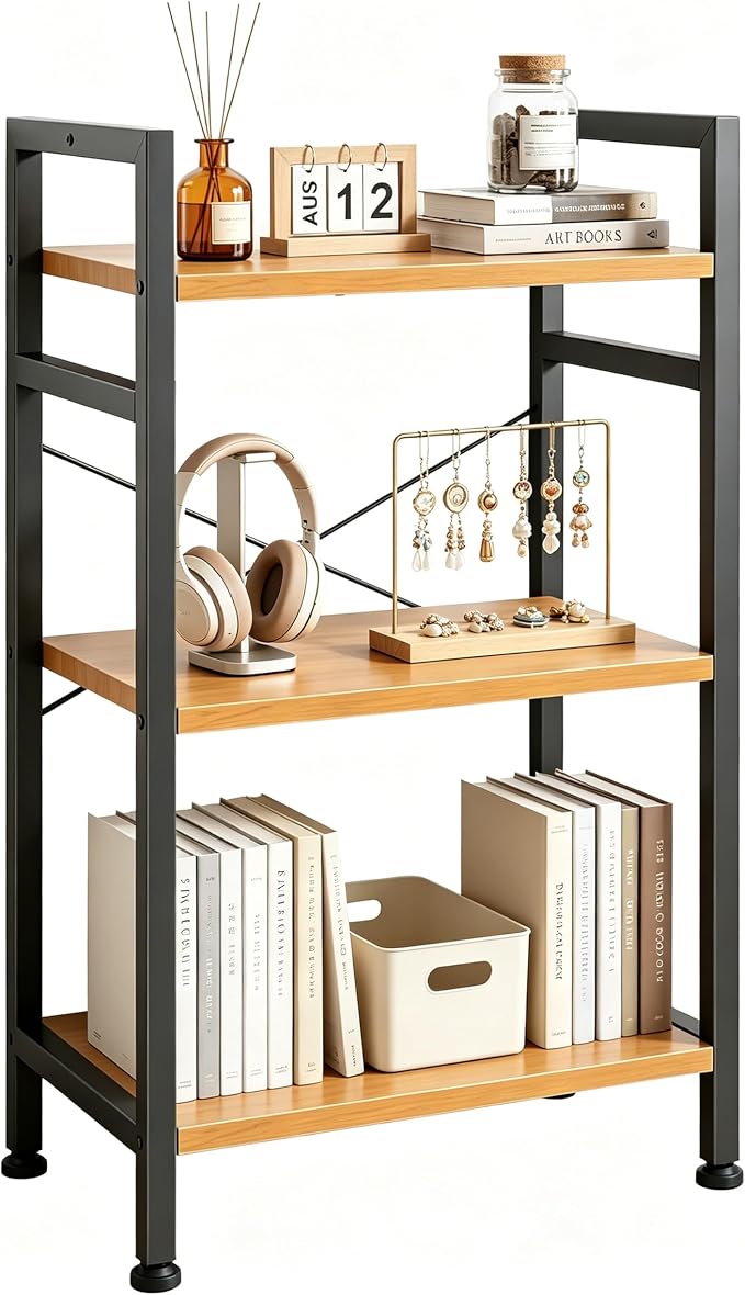 HealSmart 3 Tier Bookshelf, Free Standing Book Shelf Home Office Bookcase Shelf by HealSmart