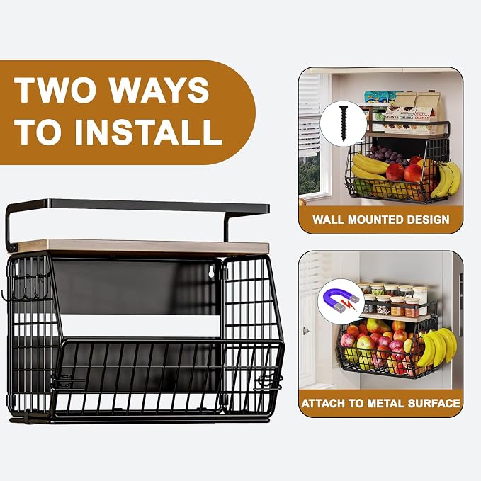 2 Set Magnetic Shelf for Fridge, Onion and Potato Spice Snacks Fruit and - Image 6