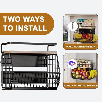 2 Set Magnetic Shelf for Fridge, Onion and Potato Spice Snacks Fruit and - Image 6