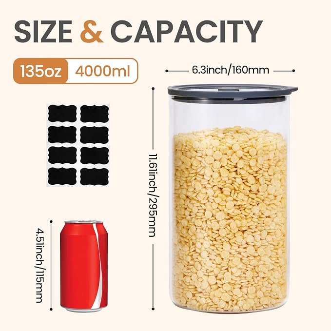Extra-Large Glass Flour and Sugar Storage Containers - Image 2
