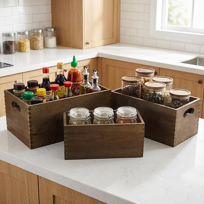 Hedume Set of 3 Nesting Wooden Crates, Wood Crate Box - Image 6