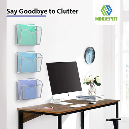 MINDEPOT Wall File Organizer, Hanging Wall File Holder, 3 Pack, Metal Mesh Wall - Image 6