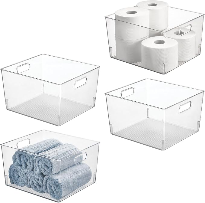 mDesign Large Modern Stackable Plastic Storage Organizer Bin Basket by mDesign