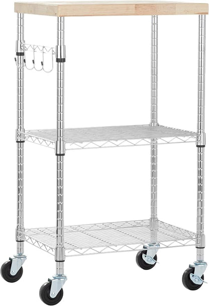 Amazon Basics Portable Kitchen 3-Tier Storage Rack on Caster Wheels by AmazonBasics