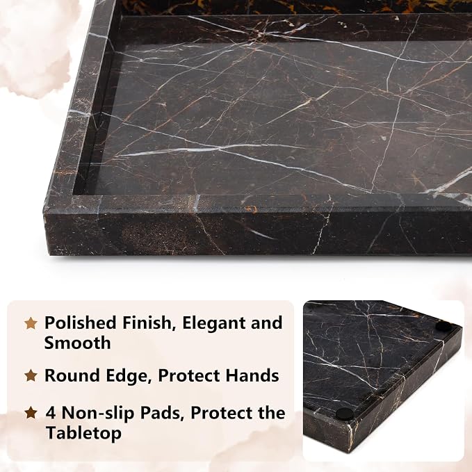 Real Natural Marble Tray for Bathroom, Kitchen and Desktop, Rectangle Genuine - Image 3