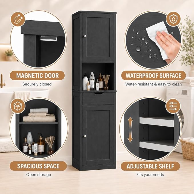 Walsunny Tall Bathroom Storage Cabinet - Image 4