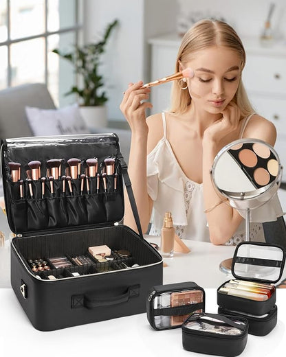 Relavel Extra Large Makeup Case Professional Cosmetic Storage Organizer Box - Image 2