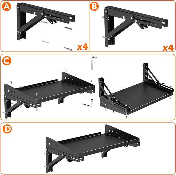 MUTUACTOR 2Pack Garage Wall Shelving, Wall-mounted Sturdy Metal Shelving - Image 7