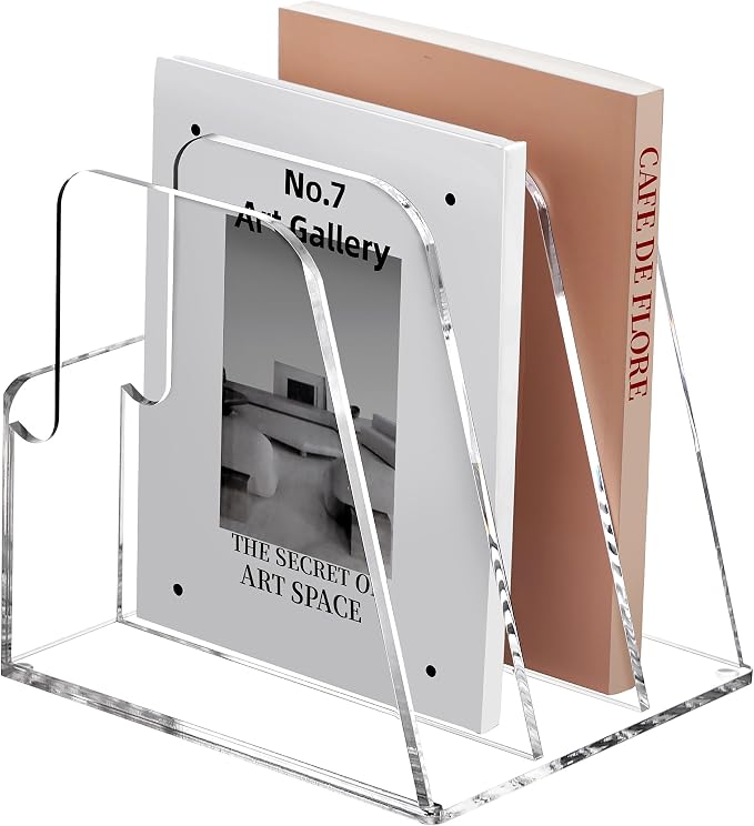 SANRUI Desk Organizer Clear Acrylic Desk Magazine File Holder by SANRUI