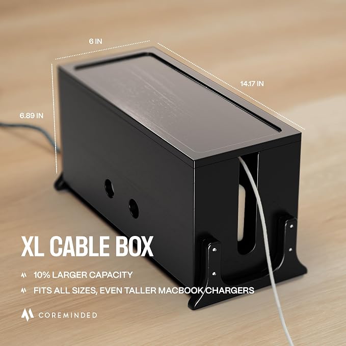 Extra Large Cable Management Box, Wood Cord Hider Box & Organizer - Image 4