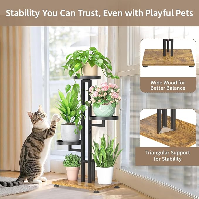 LASZOLA Black 3 Tiered Plant Stand Indoors Heavy Duty Metal Rack, Sturdy Multi - Image 3