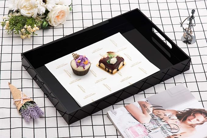Glossy Black Sturdy Acrylic Serving Tray - Image 3