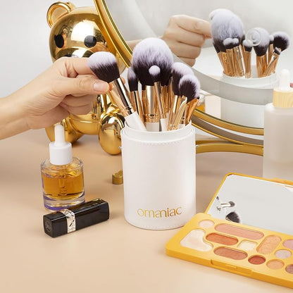 OMANIAC Makeup Brush Set Professional, 12 Pearlescent Wood Handle Makeup Brushes - Image 2