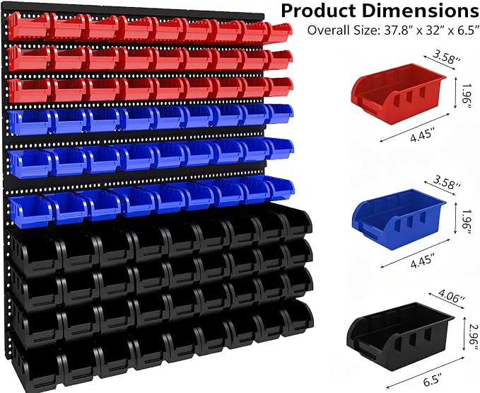 90Pcs Wall Mounted Storage Organizer Bins - Image 4