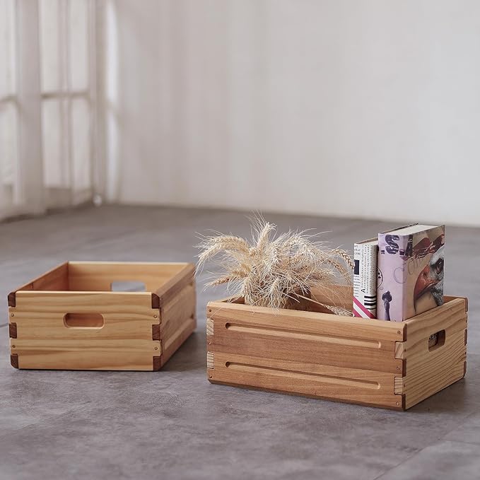 1 Pack Wooden Storage Bin of 16"x12"x6.25".Durable Open Solid Wood Box - Image 5