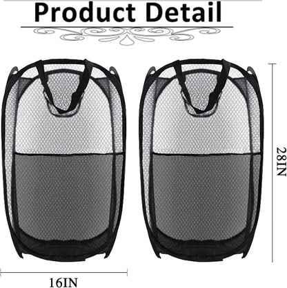Collapsible Pop Up Laundry Hamper, Extra Large Mesh Foldable Laundry Basket Bag - Image 2
