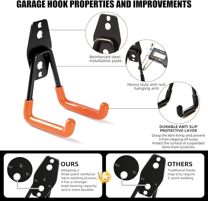 Garage Hooks, 6 Pack Small Round Wall Hooks - Image 3