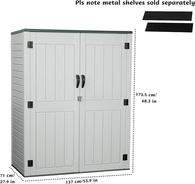 EHHLY Vertical Resin Storage Shed, 60 Cuft Garden Tool Sheds & Outdoor Storage - Image 3