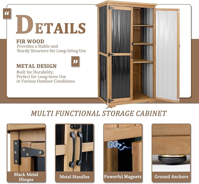 Outdoor Storage Cabinet with Shelves Outside Storage Shed Weather-Resistant - Image 2