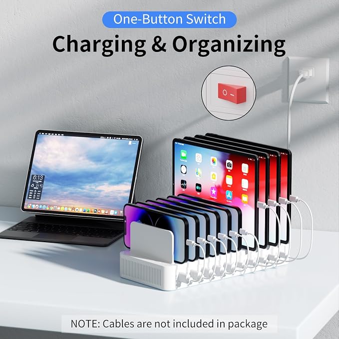 60W Charging Station for Multiple Devices, 10-Port USB Fast Charging Station - Image 7