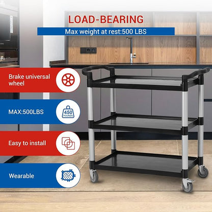 3-Tier Plastic Service Utility Cart - Image 2