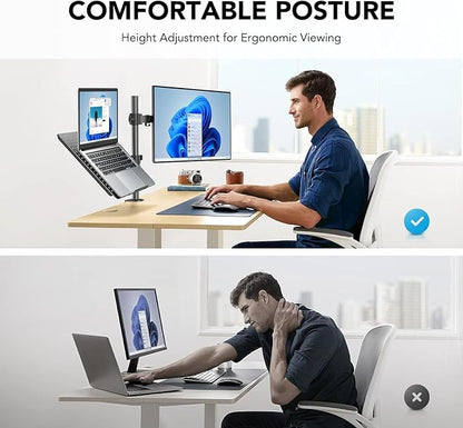 HUANUO Adjustable Monitor Stand, Single Arm Desk Mount - Image 3