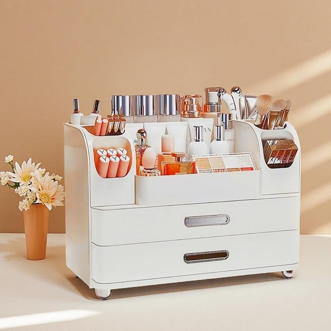 Makeup Organizer with Drawers for Vanity, Bathroom Countertop Organizer with by Heaime