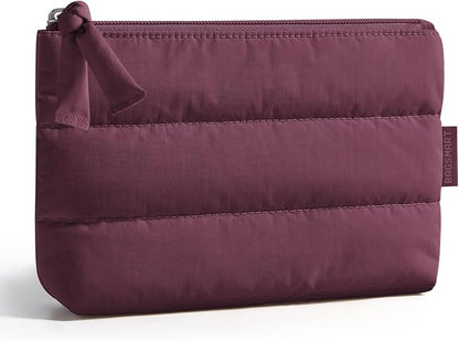 BAGSMART Small Makeup Bag, Machine Washable Puffy Cosmetic Pouch | 1.6" slim by BAGSMART