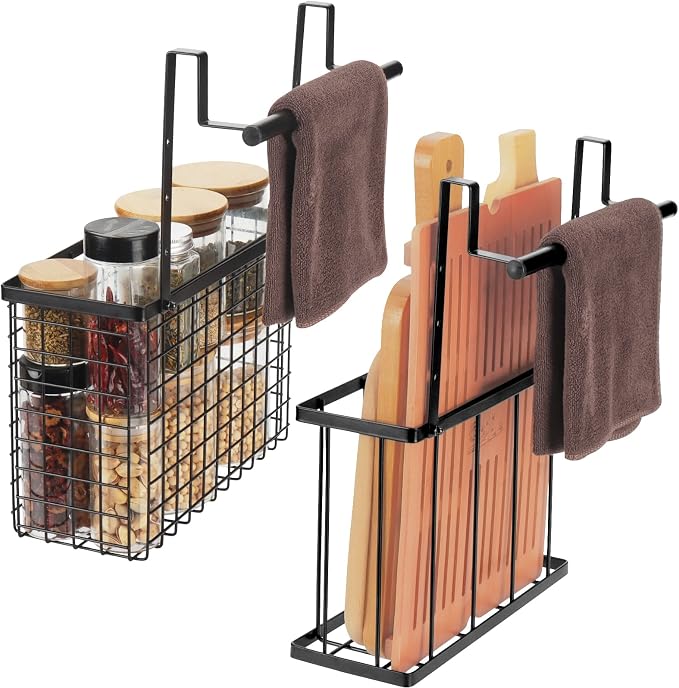 2 Pack Cabinet Door Organizer, Over The Cabinet Door Organizer by YMCCOOL