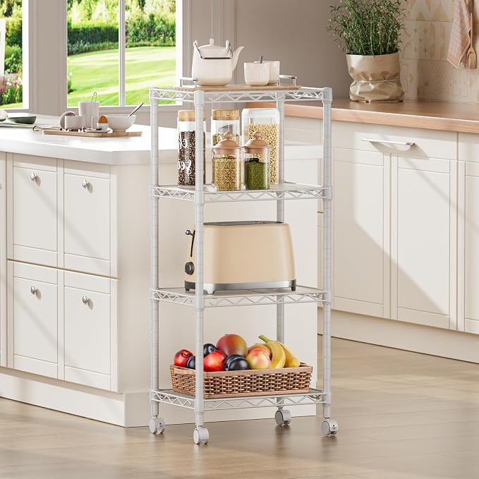 SINGAYE 4 Small Shelves Storage Shelf Wire Shelving Unit Metal Shelf Adjustable - Image 2