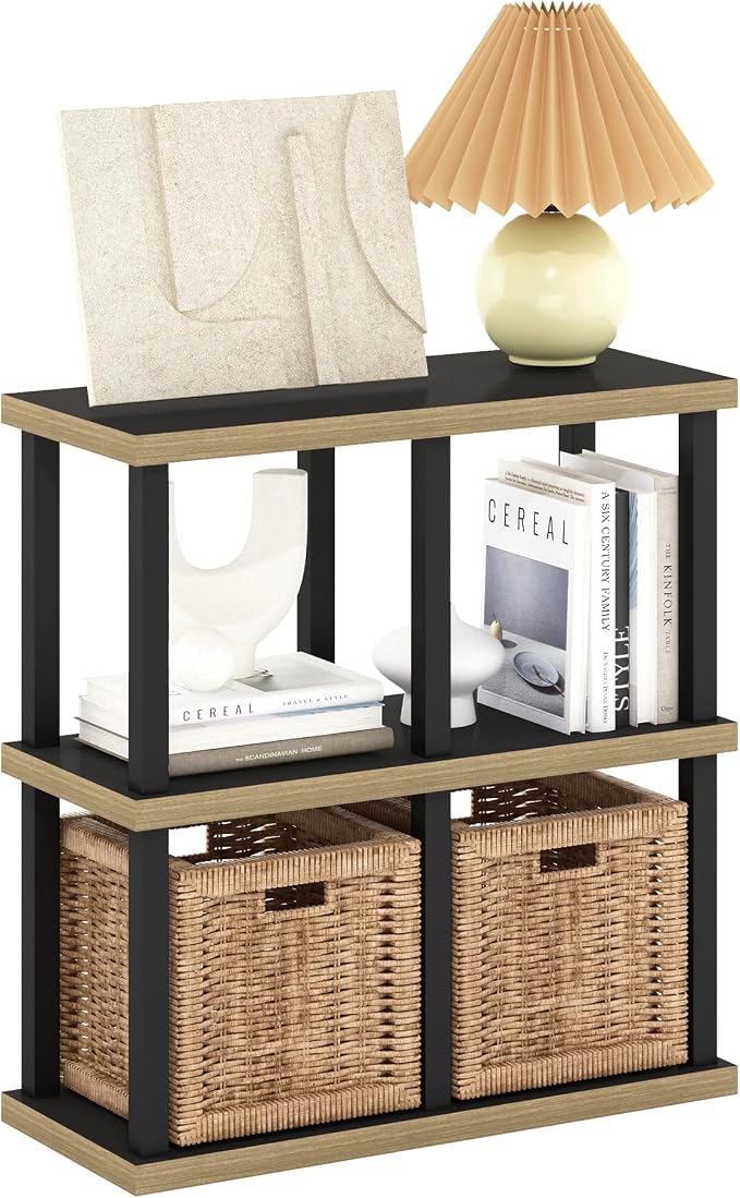 Furinno Turn-N-Tube No Tools Decorative Display Shelf, Americano/Black by Furinno-FitsYourSpaceFitsYourBudget