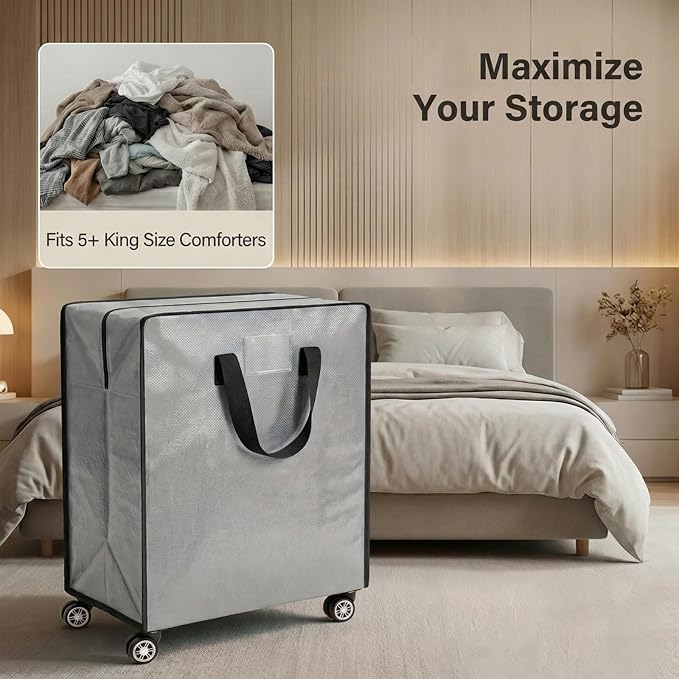 Oversized Wheeled Moving Bags, Heavy-Duty Zippered Tote - Image 3
