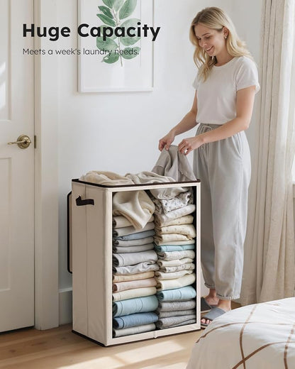 SOLEDI Laundry Hamper with Lid 130L Large & Tall Collapsible Laundry Basket - Image 3