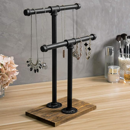MyGift Adjustable 2-Tier Industrial Jewelry Display Stand - Image 2