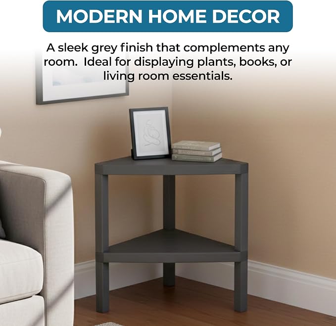 Honey-Can-Do 2-Tier Plastic Corner Storage Shelf, kitchen or office - Image 6