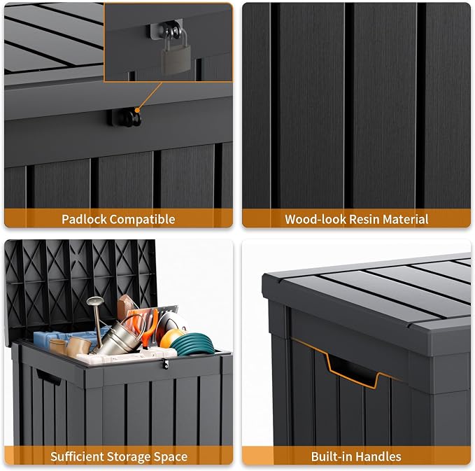 DRATO 51 Gallon Outdoor Storage Box Waterproof, Lockable Resin Deck Box - Image 6